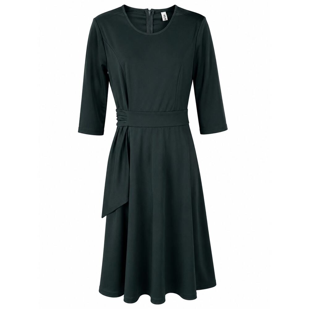 Fenjar Dress Women's Large Dark Green Fit & Flair Midi Tie Waist Work